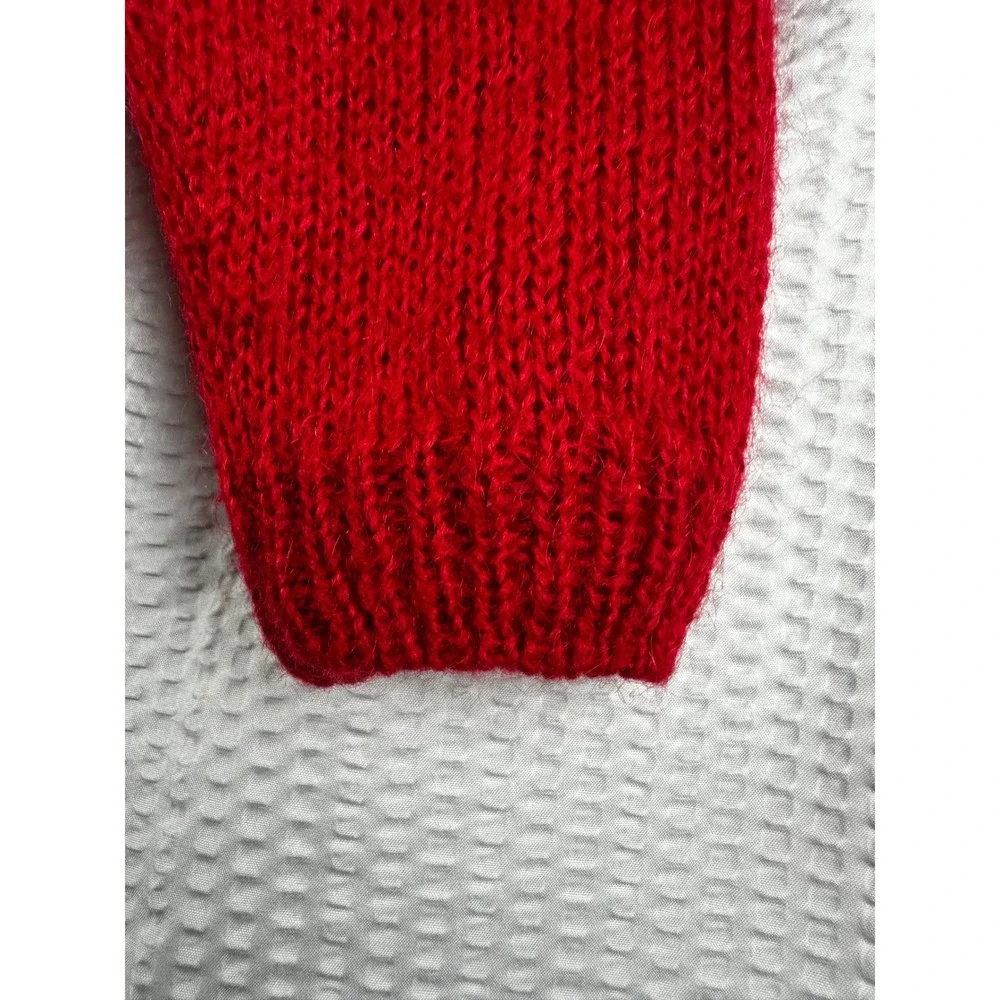 Vintage Bramble Lane Red Knit Cardigan 3 Button Front‎ Pockets Size SMALL